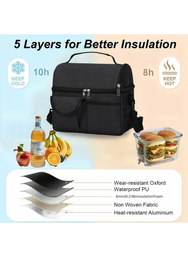PTTIMFFM Insulated Cooler Lunch Bag with Reusable Stainless Steel Cutlery Set, Waterproof Picnic & Travel Bag and 1 Tableware Set Combo - Image 4